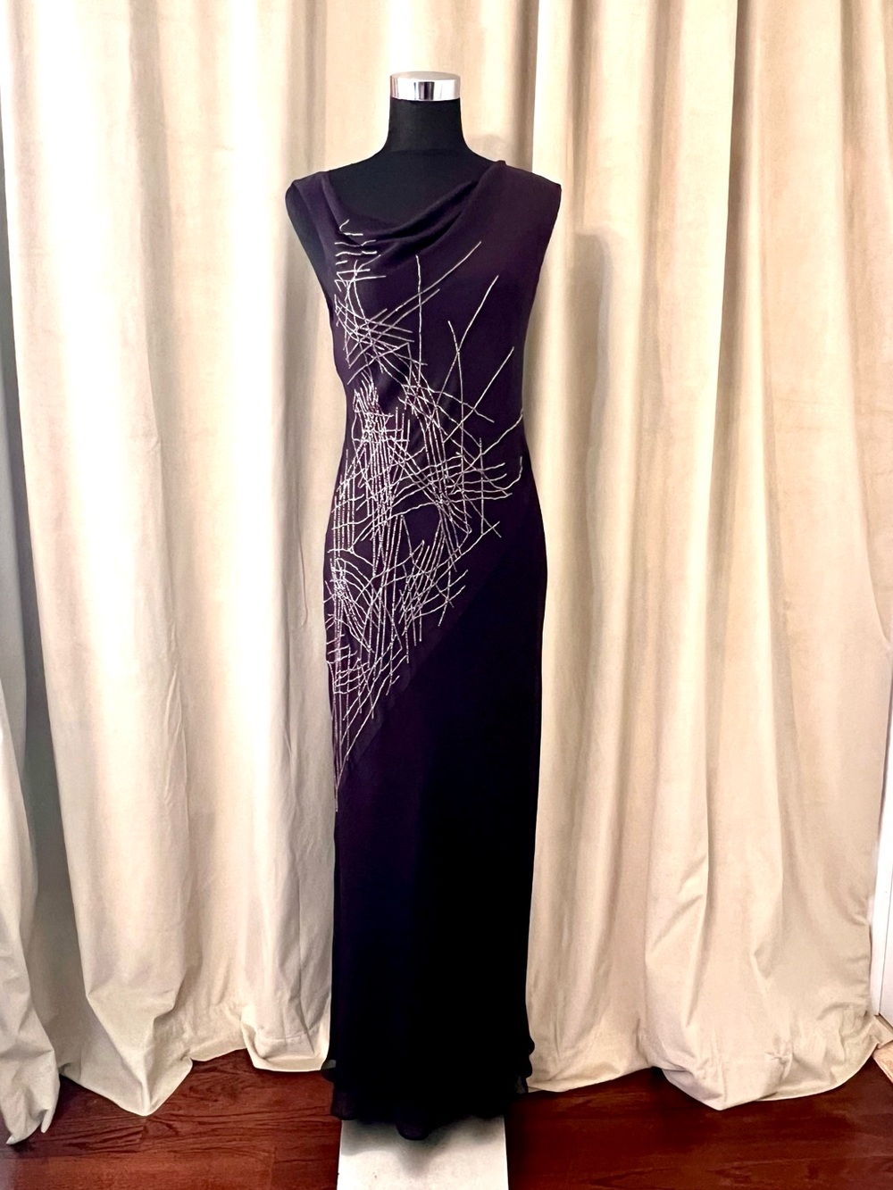 NWT Vintage 100% Silk La Perla Gown Dress In Deep Purple Size 46